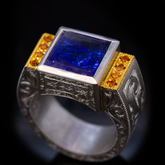 Men`s Ring | Handgravur | Tansanite