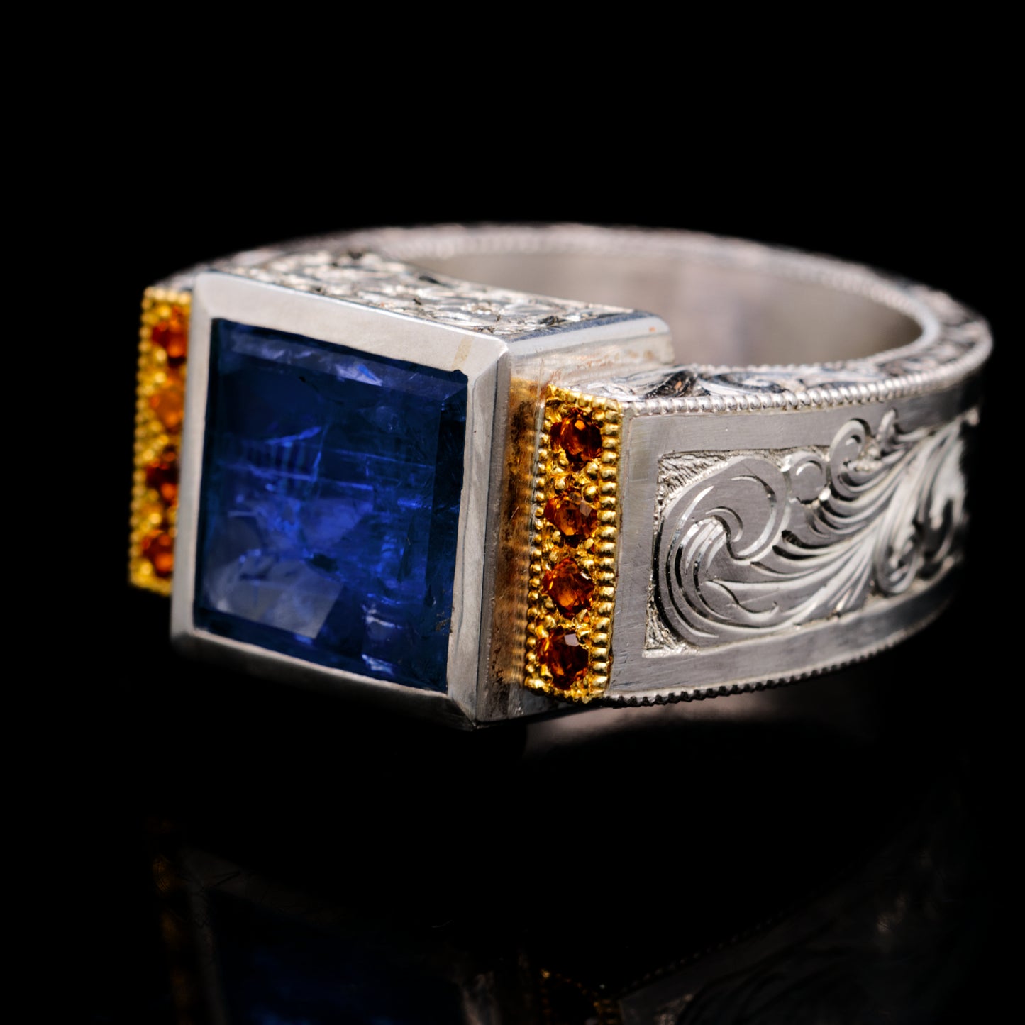 Men`s Ring | Handgravur | Tansanite